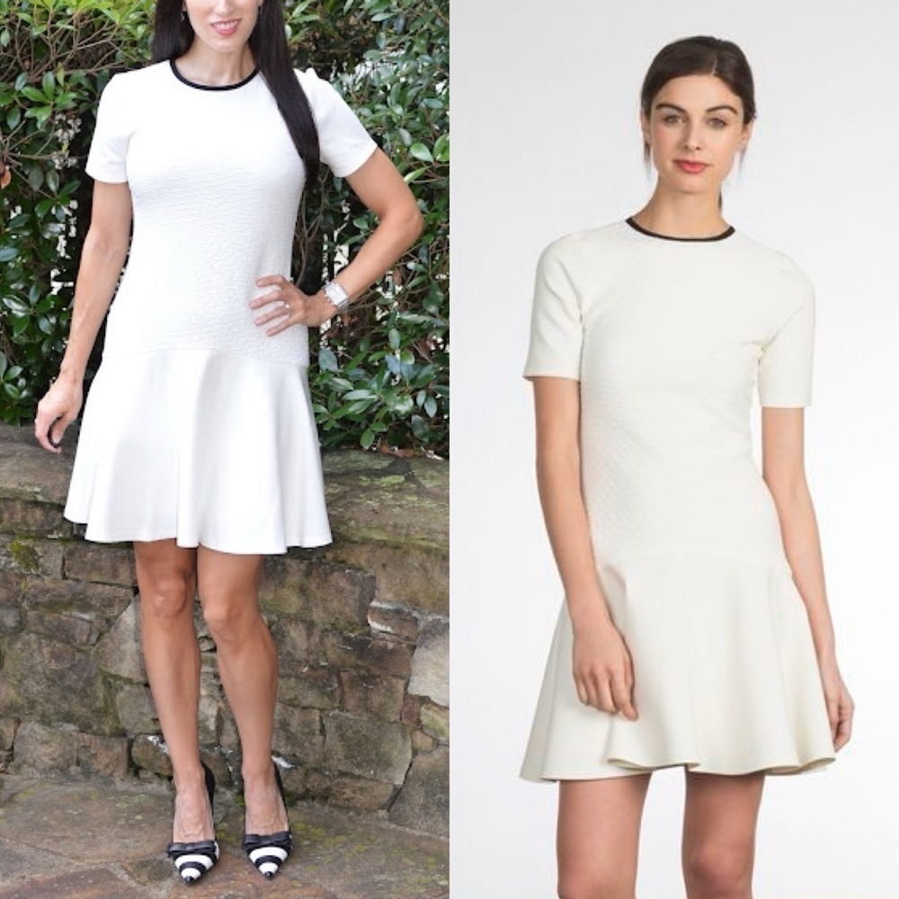 Shoshanna Drop Waist Dress 2 White Texture Knit Mini Cocktail Dress